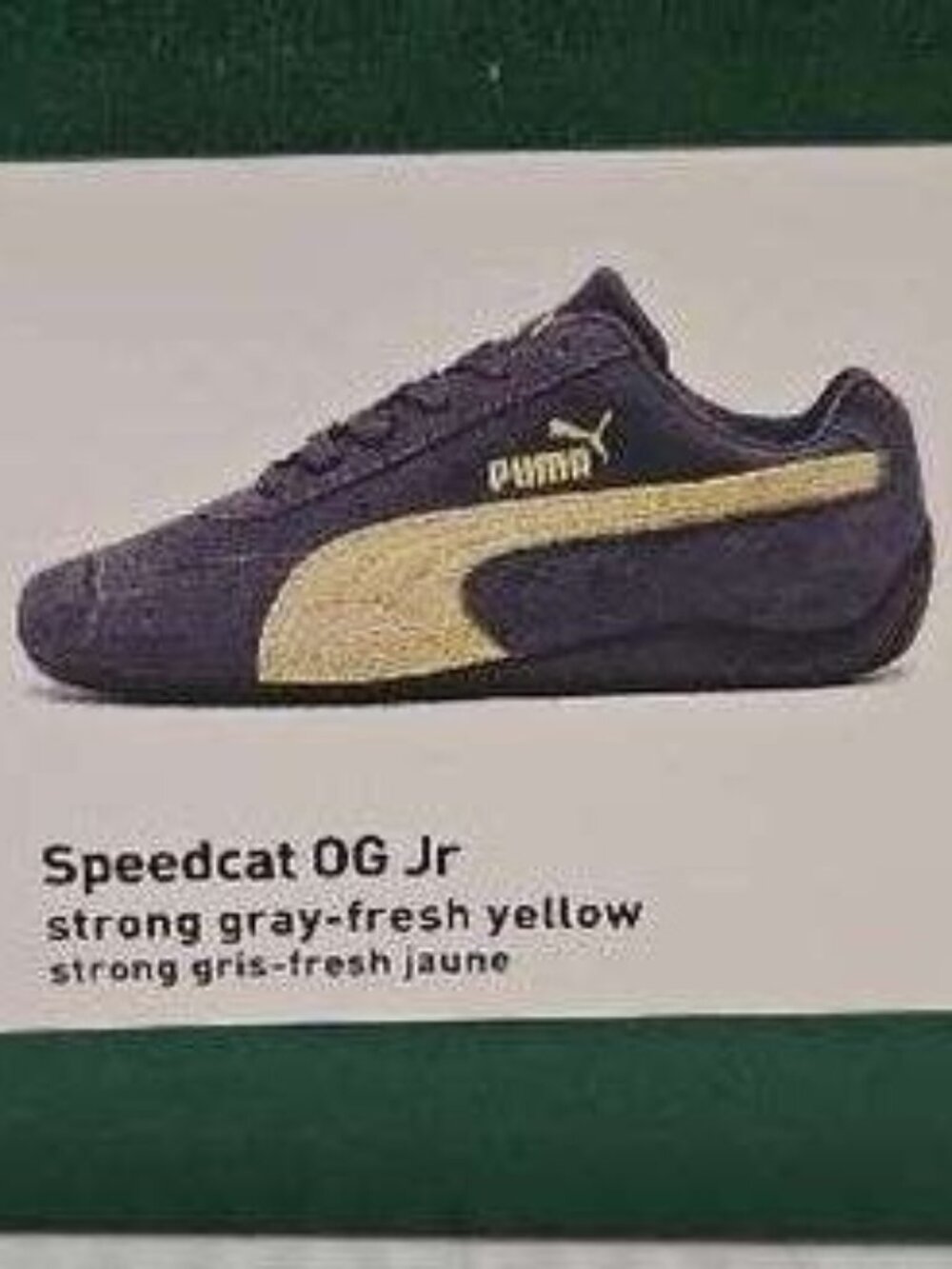 NEW Puma Speedcat OG Jr Race Inspired Sneakers Grey/Yellow Motorsport Size 4 - Picture 8 of 9